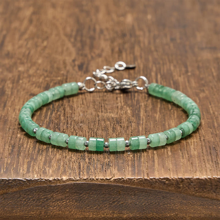 Buddha Stones Braccialetto con perline piatte, ametista, occhio di tigre, quarzo rosa, diaspro blu maculato e ossidiana nera, ideale per la calma e la tranquillità. - Avventurina verde (Circonferenza del polso: 16-18 cm) - image 25