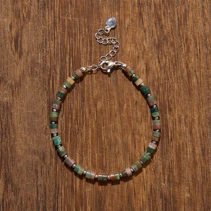 Buddha Stones Braccialetto con perline piatte, ametista, occhio di tigre, quarzo rosa, diaspro blu maculato e ossidiana nera, ideale per la calma e la tranquillità. - image 41