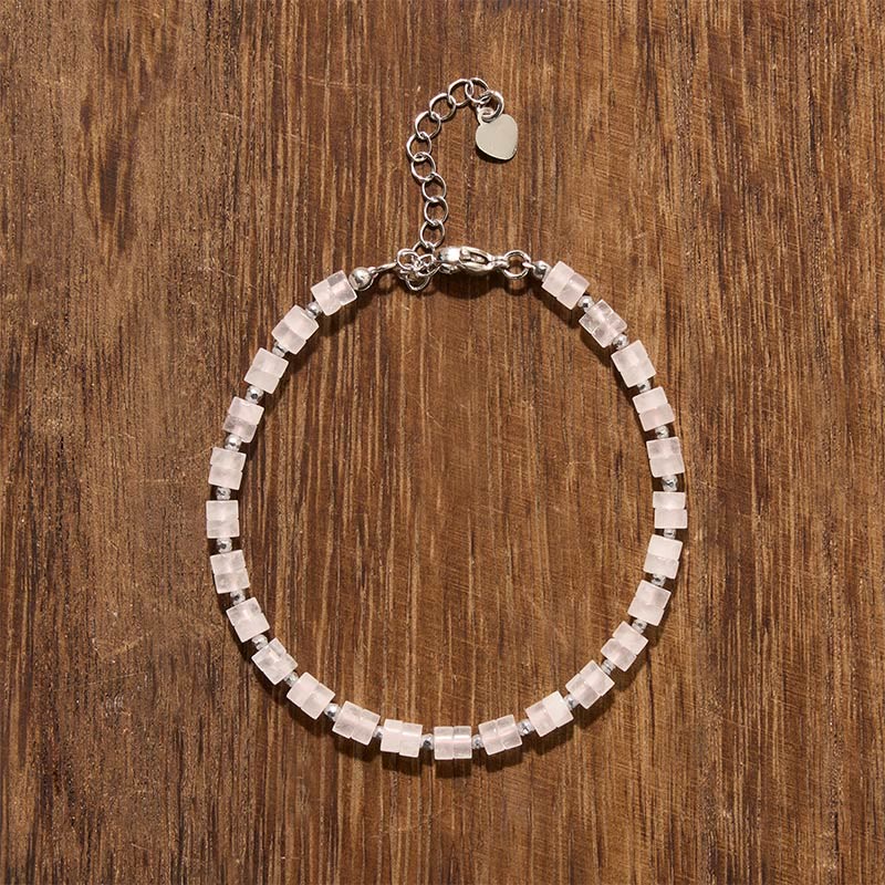 Buddha Stones Braccialetto con perline piatte, ametista, occhio di tigre, quarzo rosa, diaspro blu maculato e ossidiana nera, ideale per la calma e la tranquillità. - image 11