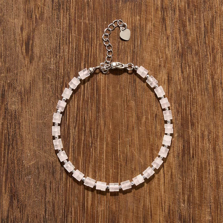 Buddha Stones Braccialetto con perline piatte, ametista, occhio di tigre, quarzo rosa, diaspro blu maculato e ossidiana nera, ideale per la calma e la tranquillità. - image 11
