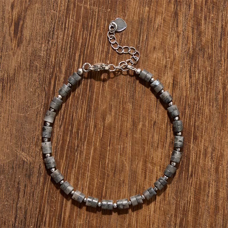 Buddha Stones Braccialetto con perline piatte, ametista, occhio di tigre, quarzo rosa, diaspro blu maculato e ossidiana nera, ideale per la calma e la tranquillità. - image 36