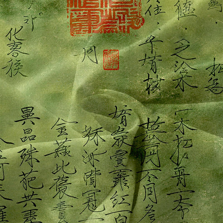 Buddha Stones Abito midi estivo casual da donna con motivo a sigillo di calligrafia cinese e tasche. - image 3