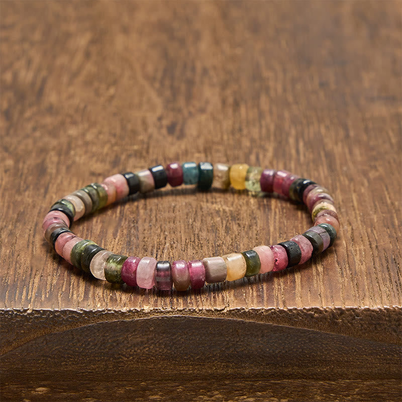 Buddha Stones Bracciale protettivo con perle sfaccettate di tormalina multicolore. - image 3