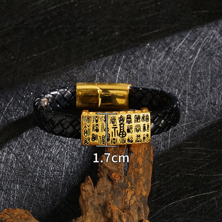 Buddha Stones Braccialetto portafortuna in pelle intrecciata con il personaggio Pi Xiu Fu - image 14