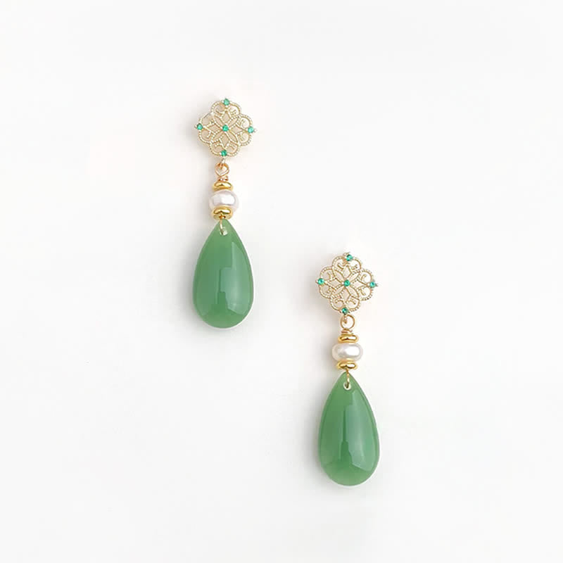 Buddha Stones Orecchini curativi a goccia Pearl Liuli Purity - image 1