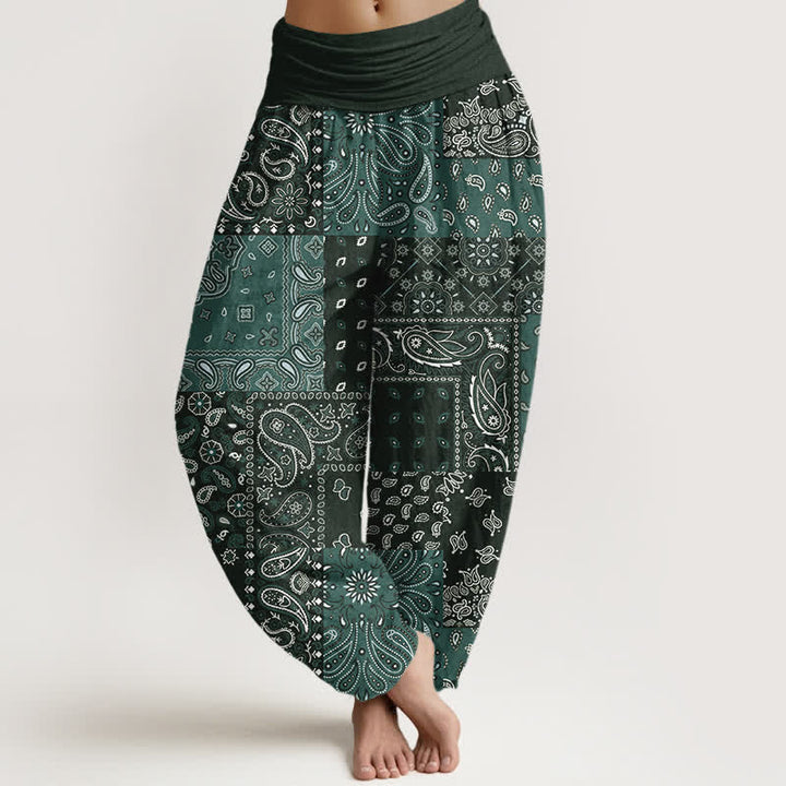 Buddha Stones Pantaloni harem da donna in puro cotone con elegante motivo paisley e elastico in vita. - Grigio ardesia scuro - US16, UK/AU20, EU48 (3XL) - image 5