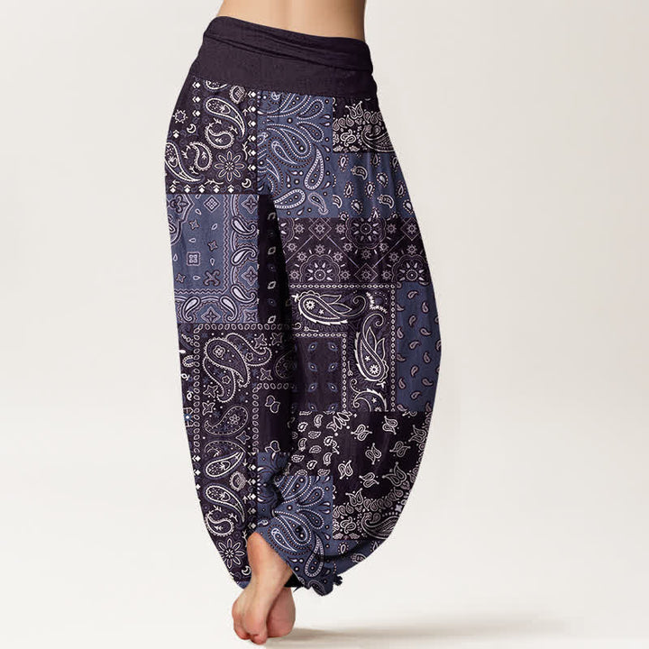 Buddha Stones Pantaloni harem da donna in puro cotone con elegante motivo paisley e elastico in vita. - image 9