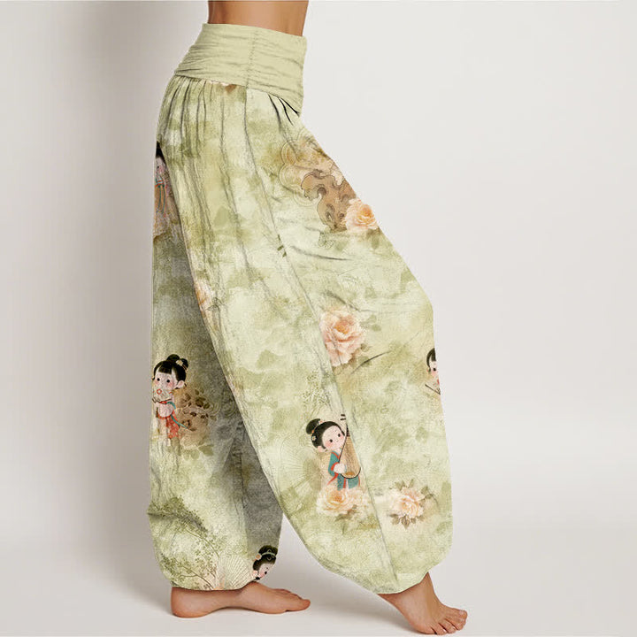 Buddha Stones Pantaloni harem da donna in puro cotone con fantasia floreale vintage e vita elasticizzata. - image 10