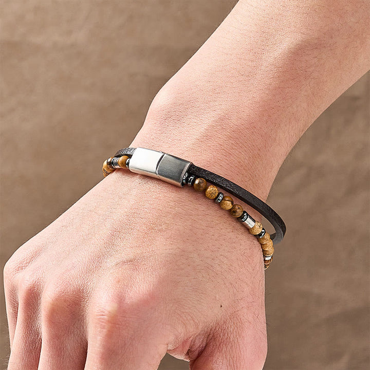 Buddha Stones Bracciale in pelle a doppio giro Lapislazzuli Truth - image 29