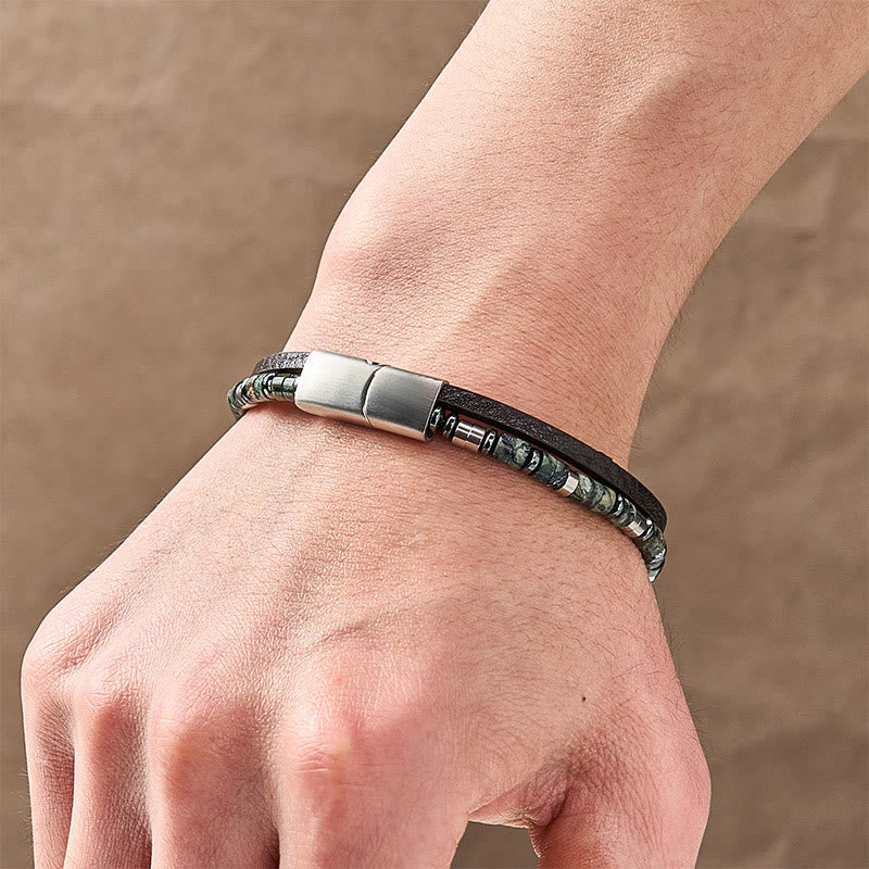 Buddha Stones Bracciale in pelle a doppio giro Lapislazzuli Truth - image 14