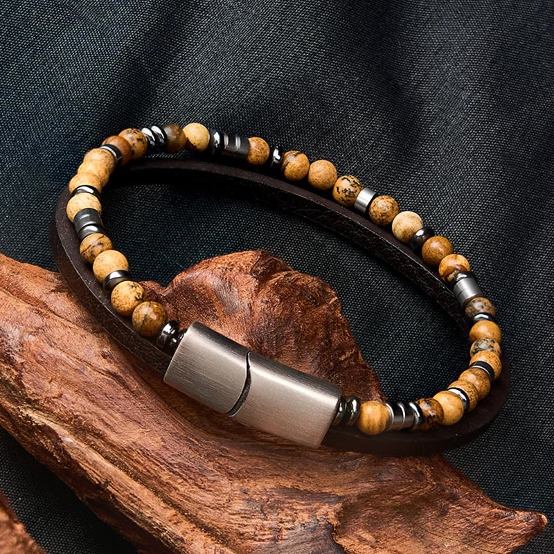 Buddha Stones Bracciale in pelle a doppio giro Lapislazzuli Truth - image 27