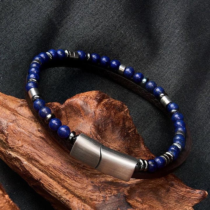 Buddha Stones Bracciale in pelle a doppio giro Lapislazzuli Truth - image 20