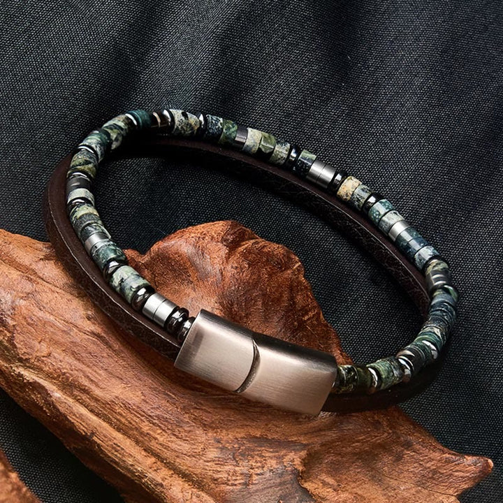Buddha Stones Bracciale in pelle a doppio giro Lapislazzuli Truth - image 12