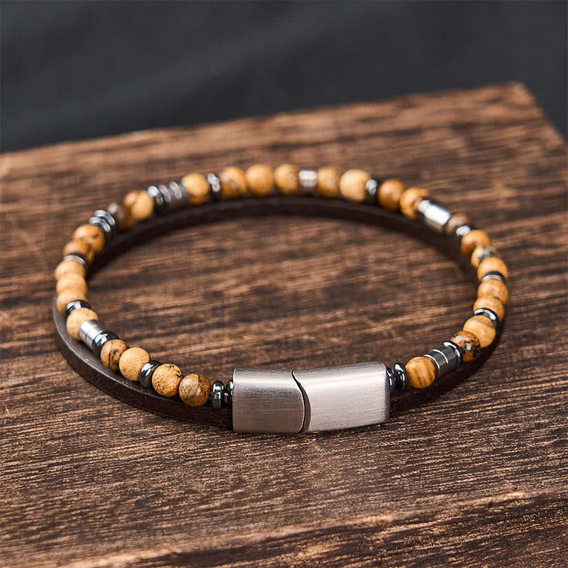 Buddha Stones Bracciale in pelle a doppio giro Lapislazzuli Truth - image 26