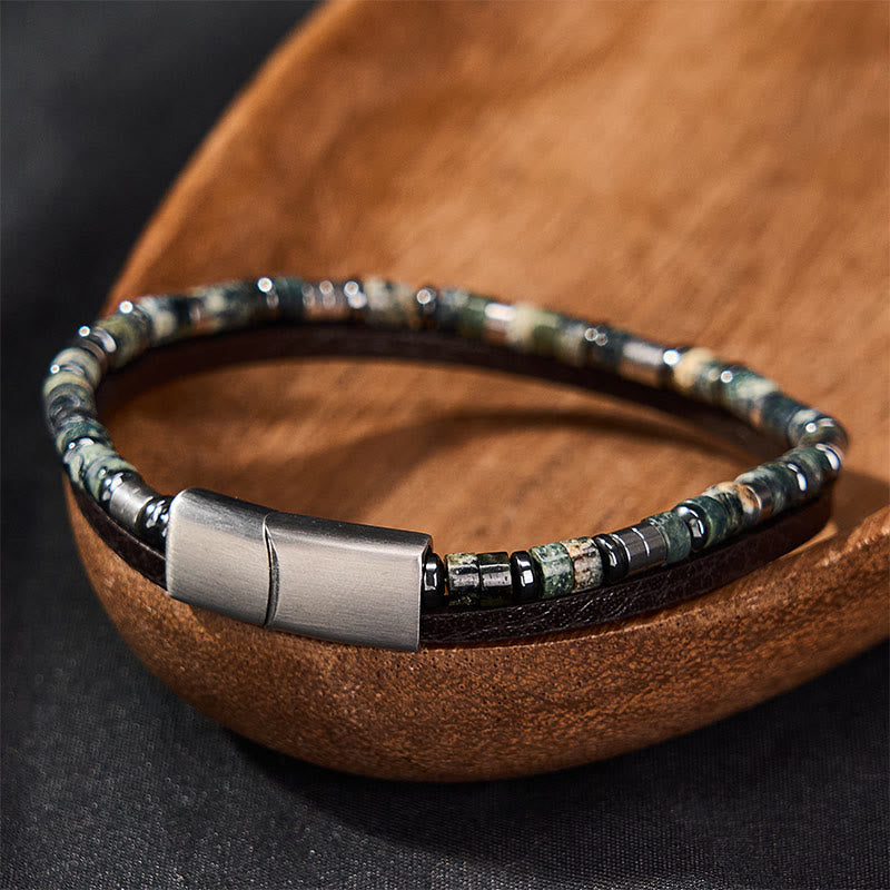 Buddha Stones Bracciale in pelle a doppio giro Lapislazzuli Truth - image 9