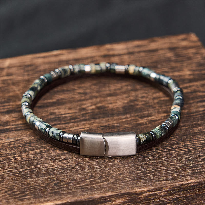 Buddha Stones Bracciale in pelle a doppio giro Lapislazzuli Truth - image 11