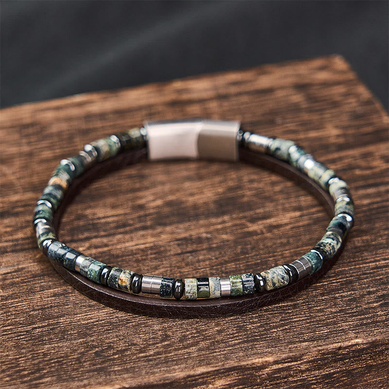 Buddha Stones Bracciale in pelle a doppio giro Lapislazzuli Truth - image 10
