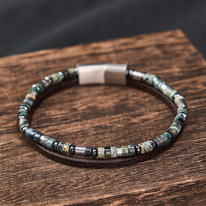 Buddha Stones Bracciale in pelle a doppio giro Lapislazzuli Truth - image 10