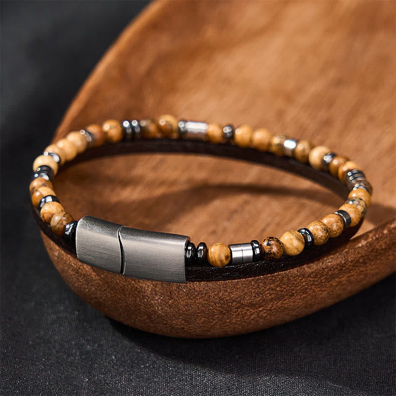 Buddha Stones Bracciale in pelle a doppio giro Lapislazzuli Truth - image 24