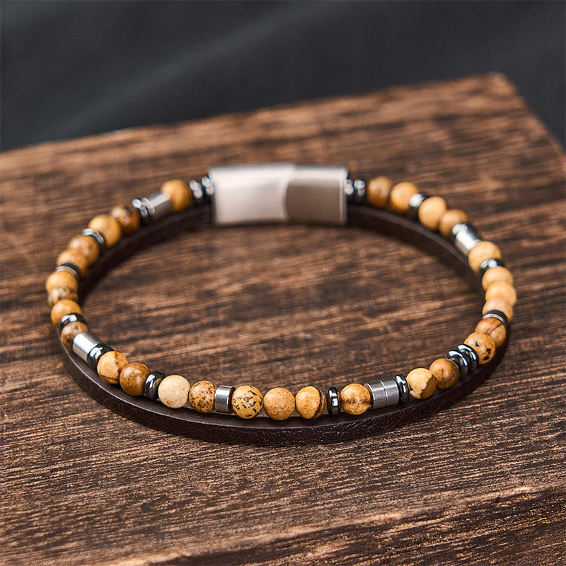 Buddha Stones Bracciale in pelle a doppio giro Lapislazzuli Truth - image 25
