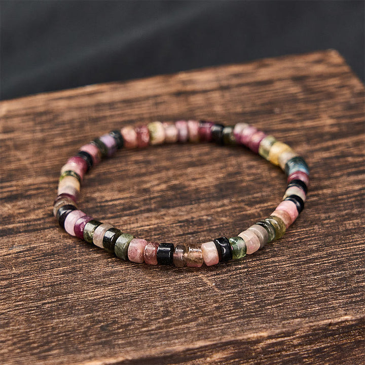 Buddha Stones Bracciale protettivo con perle sfaccettate di tormalina multicolore. - image 2