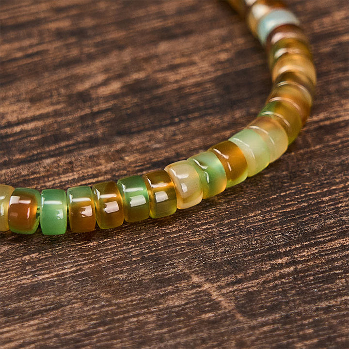 Buddha Stones Bracciale terapeutico rondella sfaccettato in agata verde naturale - image 4