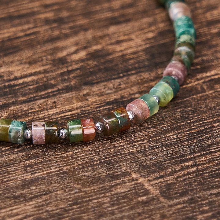 Buddha Stones Braccialetto con perline piatte, ametista, occhio di tigre, quarzo rosa, diaspro blu maculato e ossidiana nera, ideale per la calma e la tranquillità. - image 42