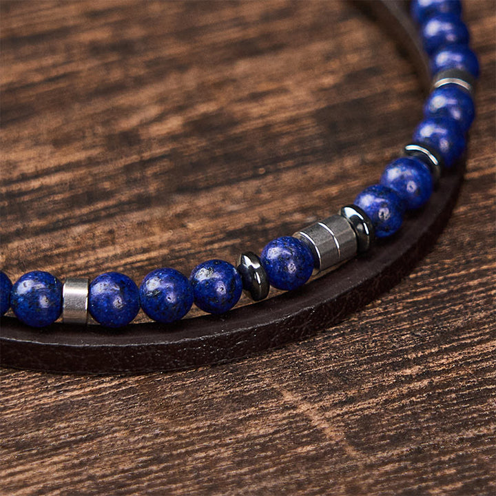 Buddha Stones Bracciale in pelle a doppio giro Lapislazzuli Truth - image 21