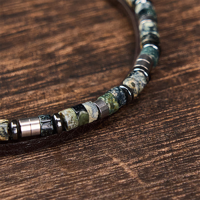 Buddha Stones Bracciale in pelle a doppio giro Lapislazzuli Truth - image 13