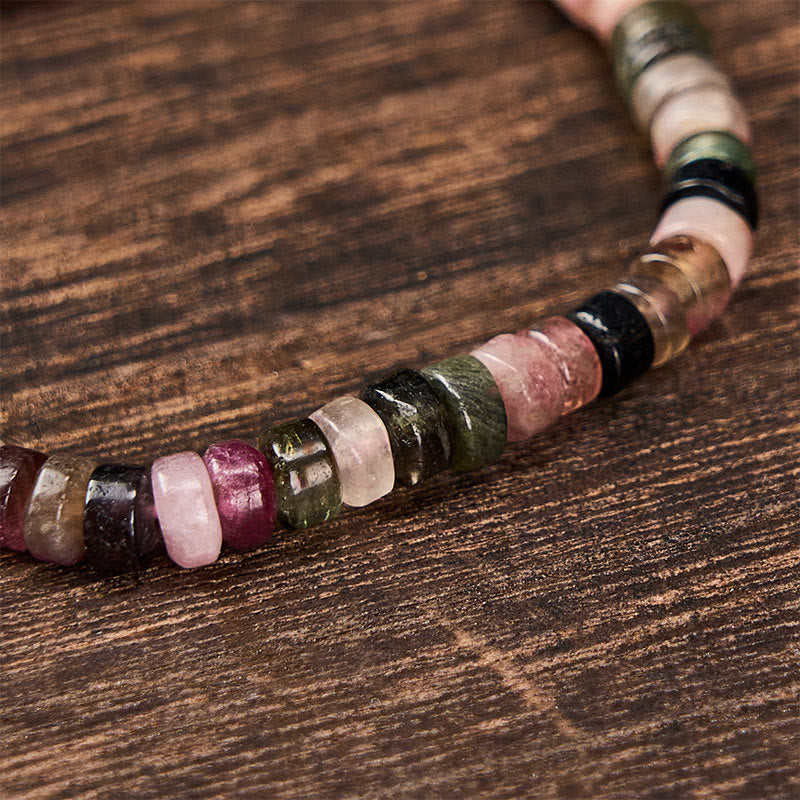 Buddha Stones Bracciale protettivo con perle sfaccettate di tormalina multicolore. - image 4