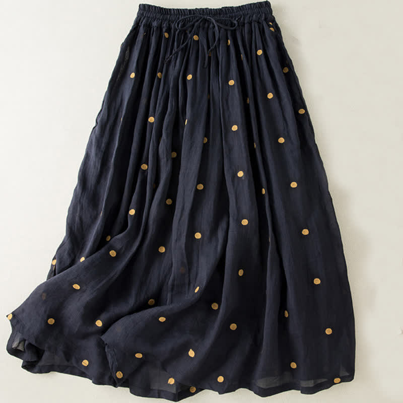 Gonna plissettata da donna con motivo a pois vintage e decorazioni artistiche Buddha Stones - Blu mezzanotte - US8-10, UK/AU12-14, EU40-42 (2XL) - image 14