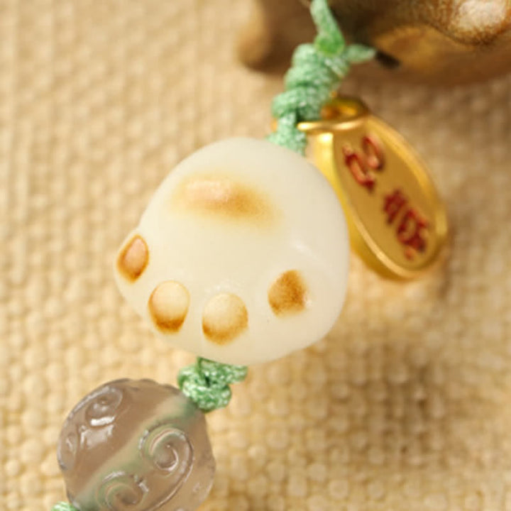 Buddha Stones Portachiavi rilassanti intrecciati a mano con gatto in legno di sandalo verde. - image 11