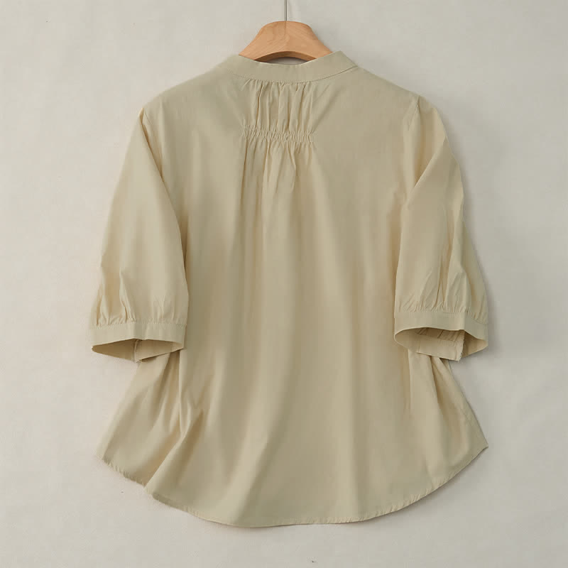 Camicia da donna a maniche a tre quarti con lacci e bottoni, motivo Buddha Stones. - image 10