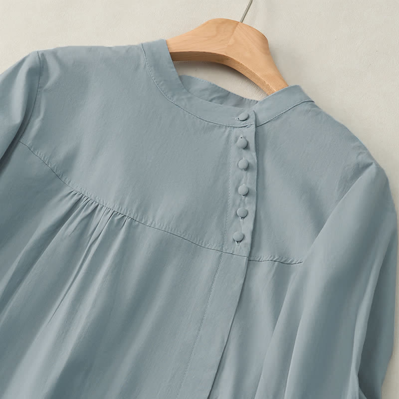 Camicia da donna a maniche a tre quarti con lacci e bottoni, motivo Buddha Stones. - image 2
