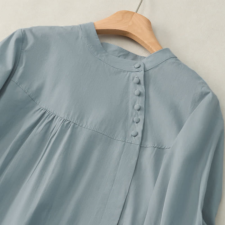 Camicia da donna a maniche a tre quarti con lacci e bottoni, motivo Buddha Stones. - image 2