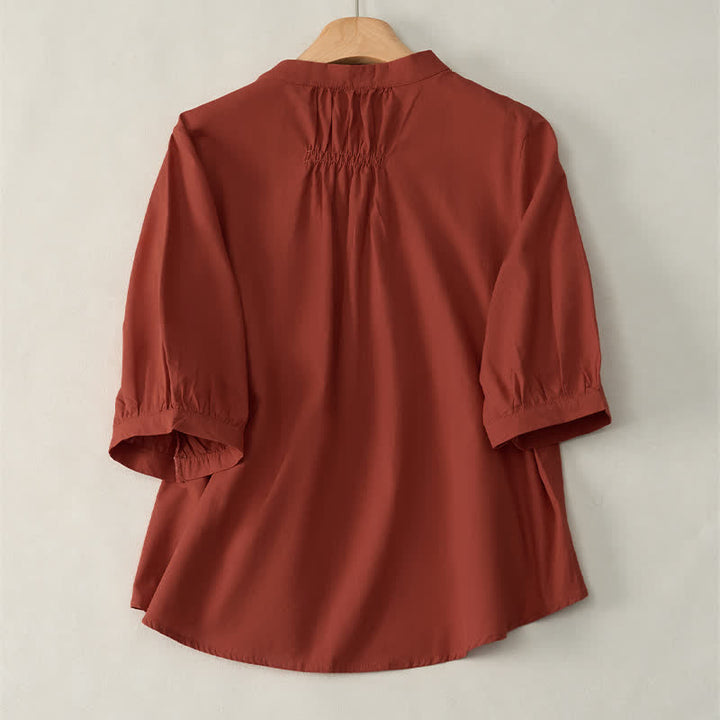 Camicia da donna a maniche a tre quarti con lacci e bottoni, motivo Buddha Stones. - image 19