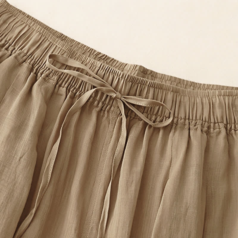 Pantaloni da donna corti con tasche, larghi e casual, a doppio strato, lunghezza 7-8, Buddha Stones - image 1