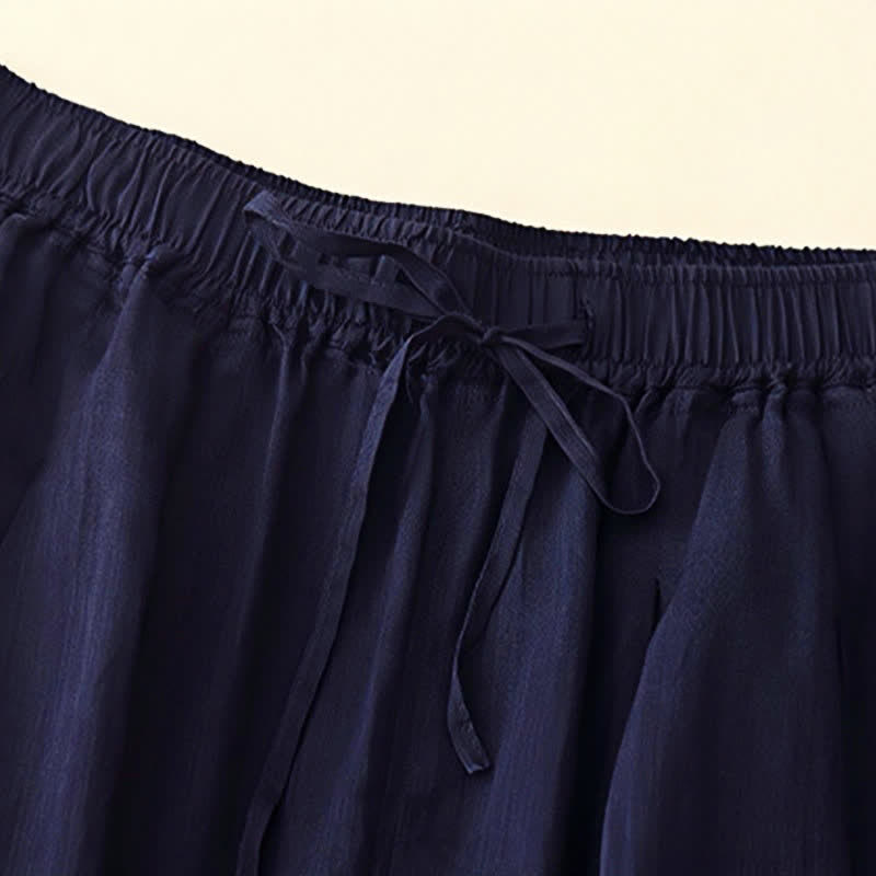 Pantaloni da donna corti con tasche, larghi e casual, a doppio strato, lunghezza 7-8, Buddha Stones - image 7