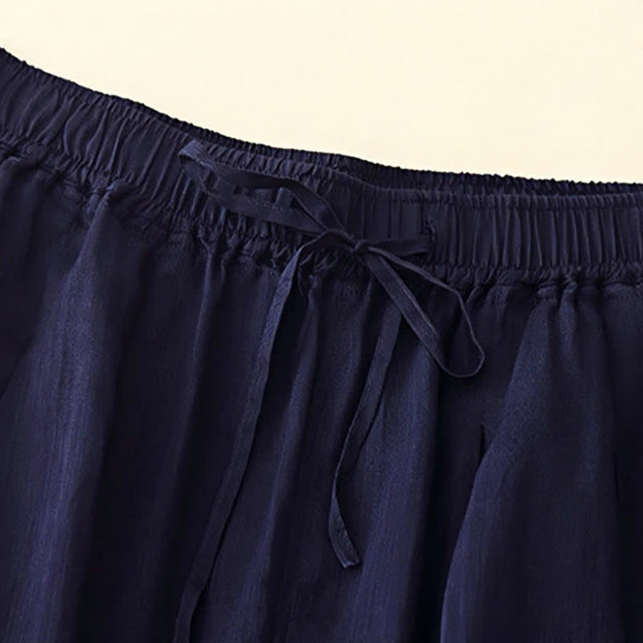 Pantaloni da donna corti con tasche, larghi e casual, a doppio strato, lunghezza 7-8, Buddha Stones - image 7