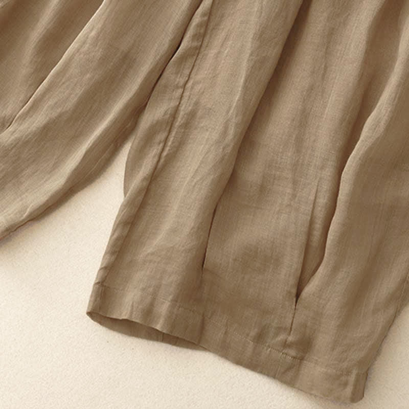 Pantaloni da donna corti con tasche, larghi e casual, a doppio strato, lunghezza 7-8, Buddha Stones - image 3