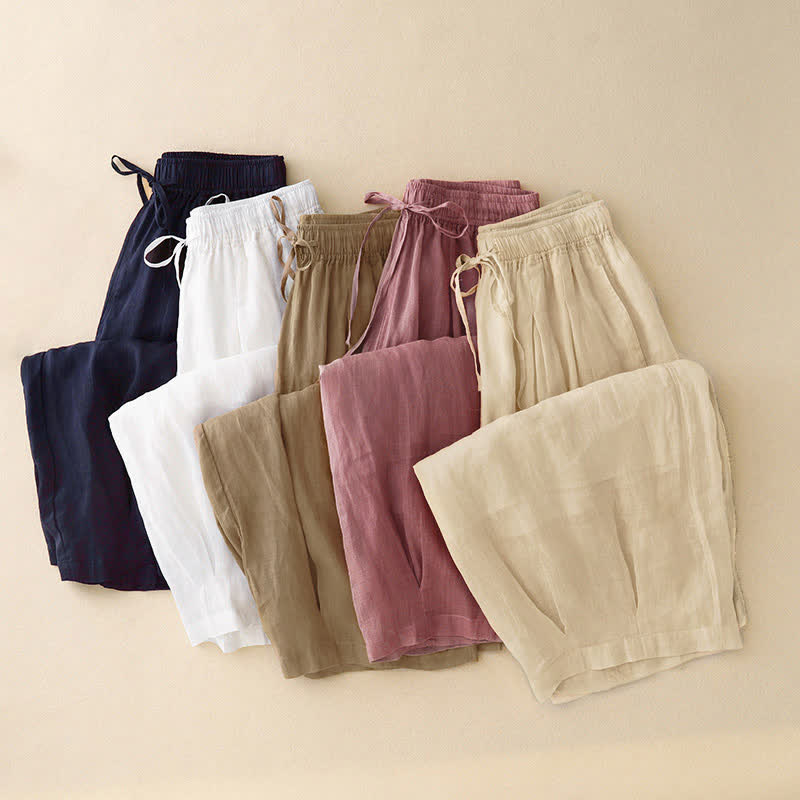Pantaloni da donna corti con tasche, larghi e casual, a doppio strato, lunghezza 7-8, Buddha Stones - image 28