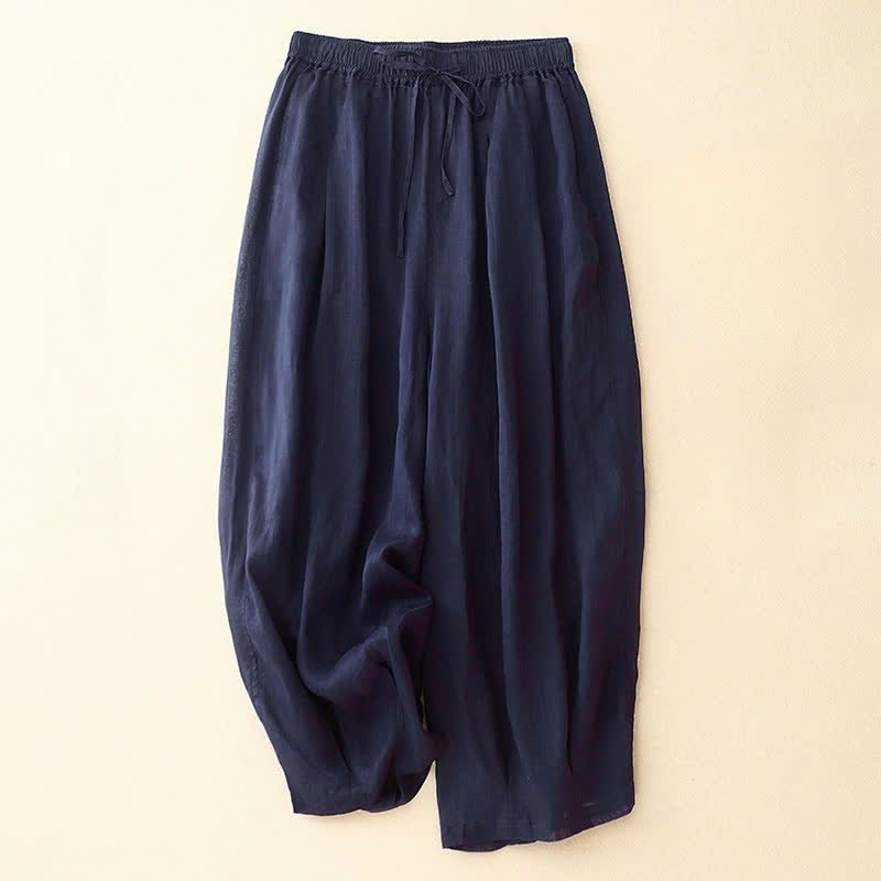 Pantaloni da donna corti con tasche, larghi e casual, a doppio strato, lunghezza 7-8, Buddha Stones - Blu notte - US14, UK/AU18, EU46 (2XL) - image 6