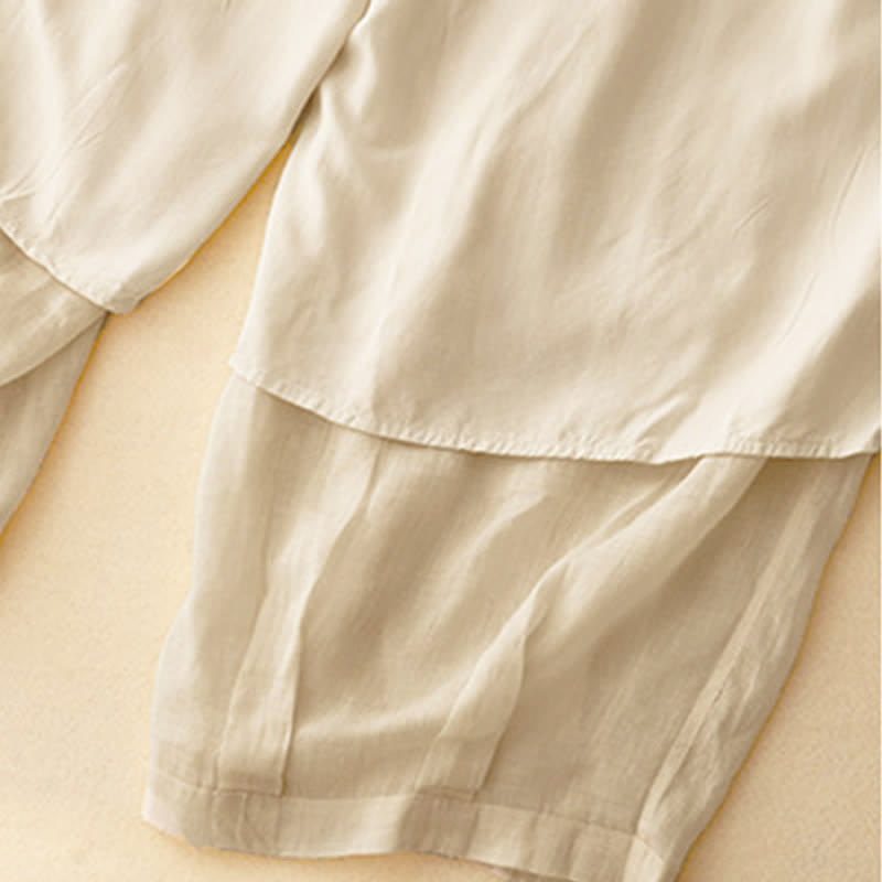 Pantaloni da donna corti con tasche, larghi e casual, a doppio strato, lunghezza 7-8, Buddha Stones - image 23