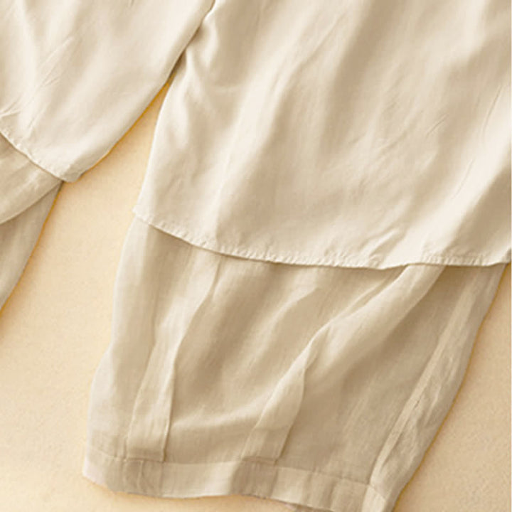 Pantaloni da donna corti con tasche, larghi e casual, a doppio strato, lunghezza 7-8, Buddha Stones - image 23