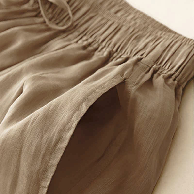 Pantaloni da donna corti con tasche, larghi e casual, a doppio strato, lunghezza 7-8, Buddha Stones - image 2
