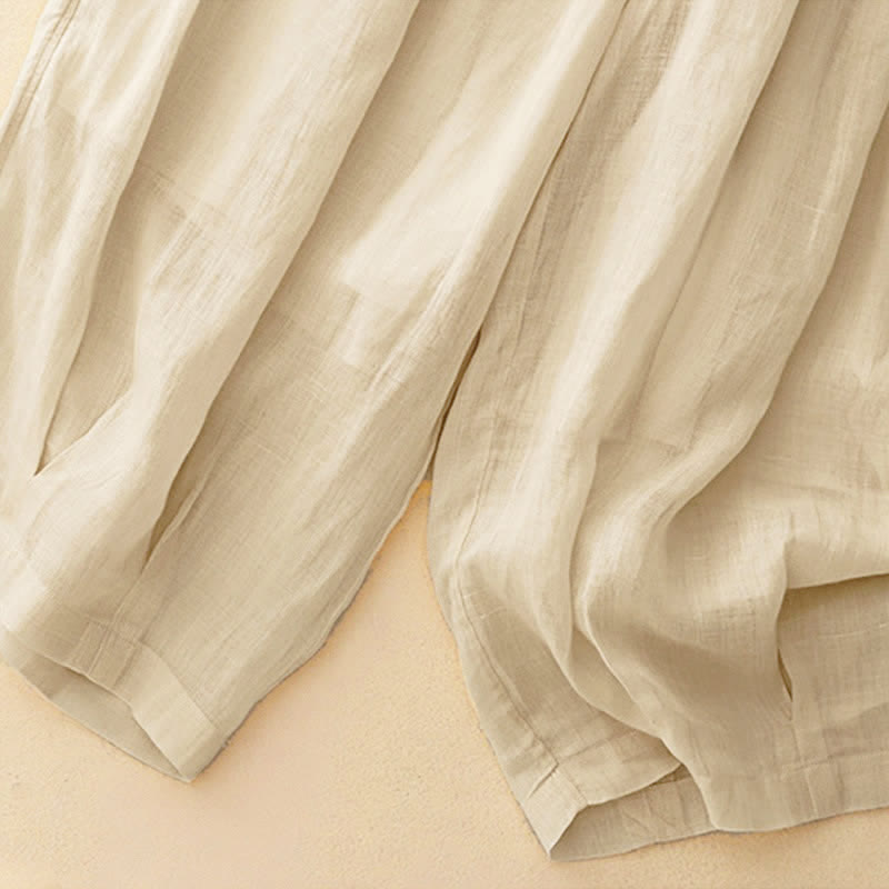 Pantaloni da donna corti con tasche, larghi e casual, a doppio strato, lunghezza 7-8, Buddha Stones - image 25