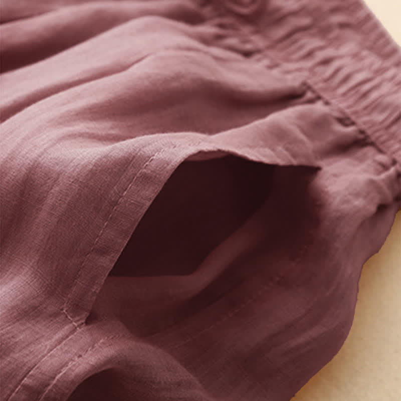 Pantaloni da donna corti con tasche, larghi e casual, a doppio strato, lunghezza 7-8, Buddha Stones - image 19