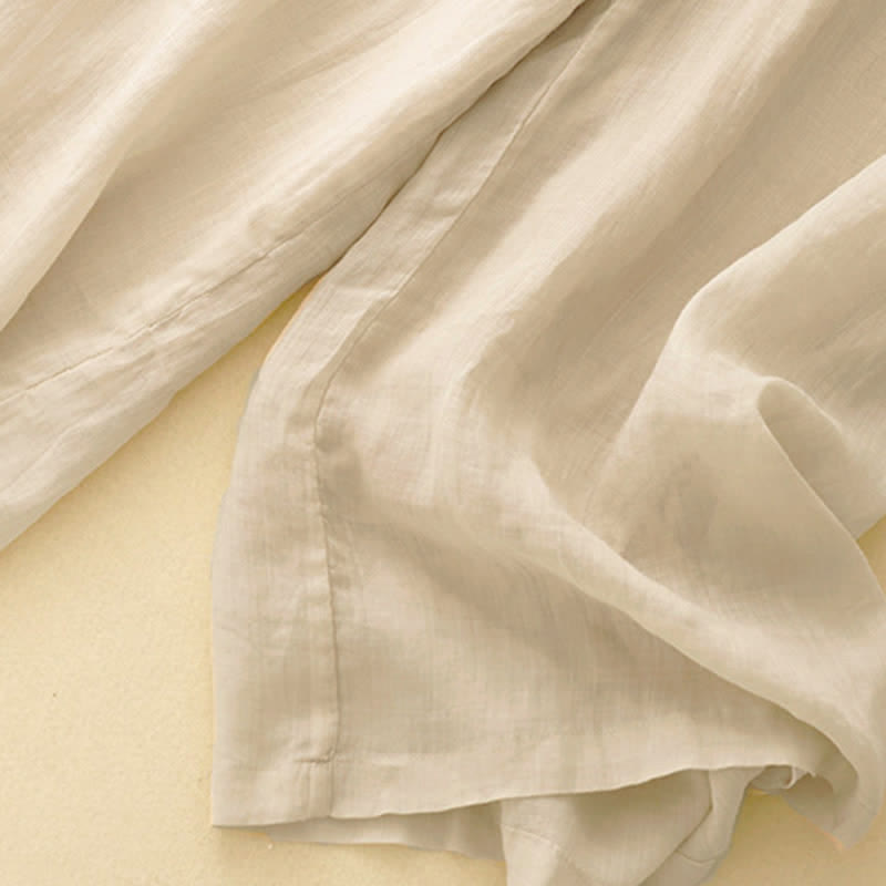 Pantaloni larghi da donna in cotone e lino con tasche, con elastico in vita e ricamo geometrico Buddha Stones - image 17