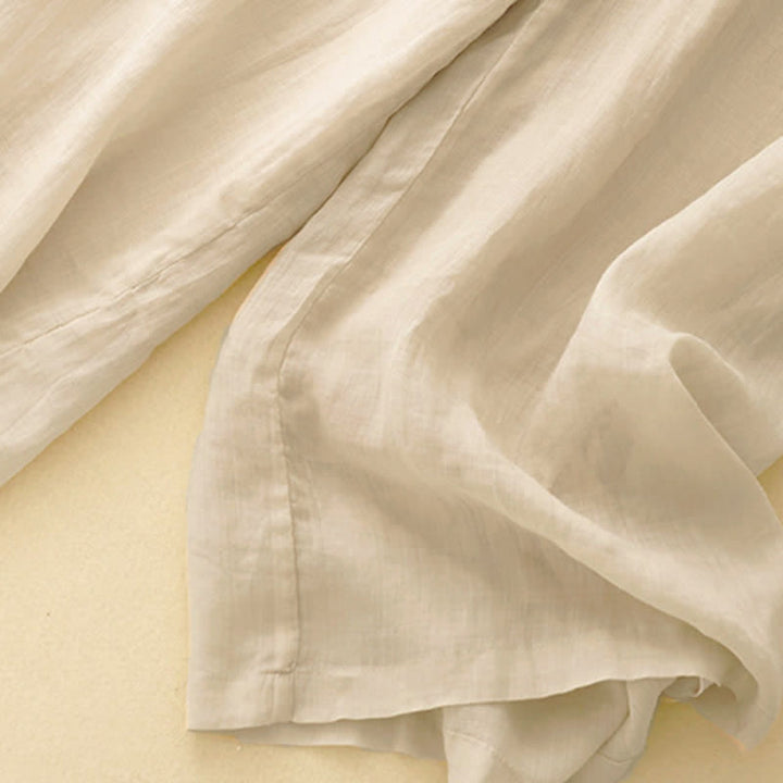 Pantaloni larghi da donna in cotone e lino con tasche, con elastico in vita e ricamo geometrico Buddha Stones - image 17