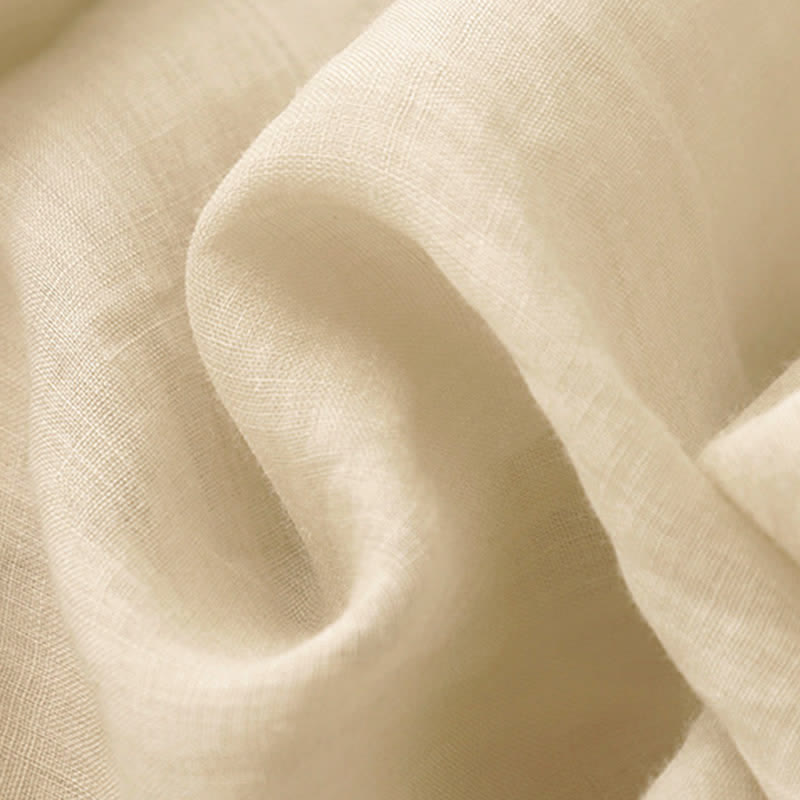 Pantaloni larghi da donna in cotone e lino con tasche, con elastico in vita e ricamo geometrico Buddha Stones - image 19